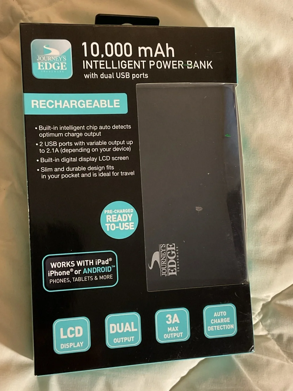 Black Portable Power Bank - Rechargeable USB Battery Pack